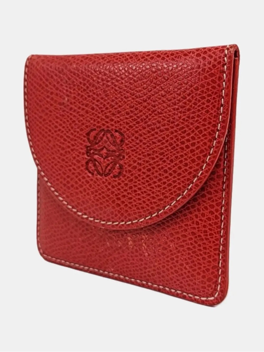 Loewe Red Textured Leather Compact Wallet